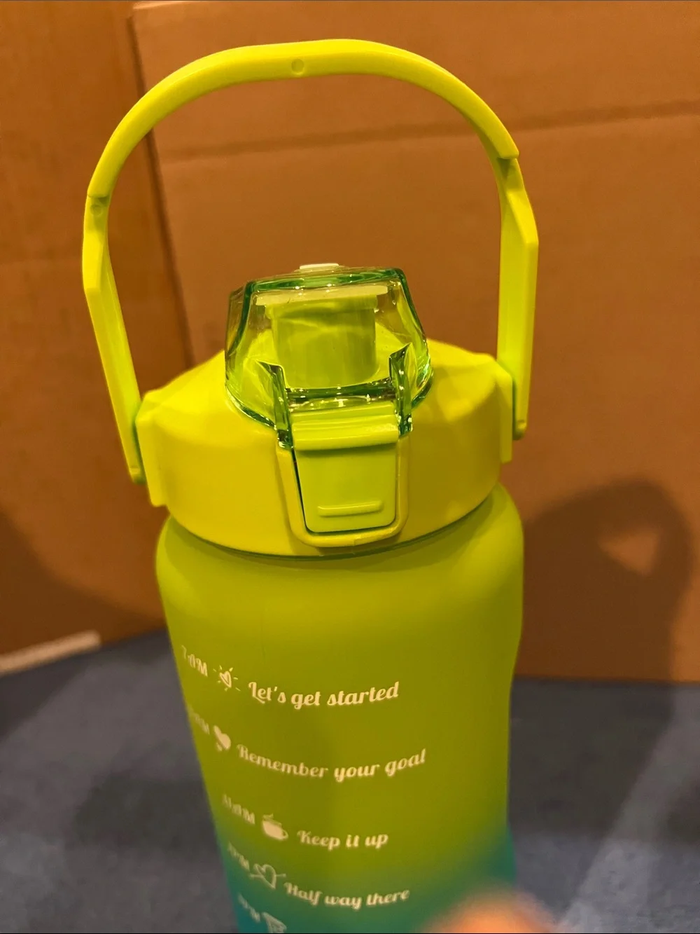 Ombre Green to Teal Water Bottle with Flip Lid